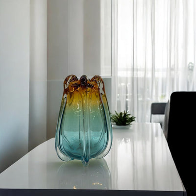 Heavy Italian Multi Color Glass Vase