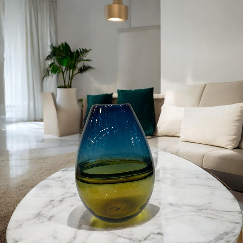 Heavy Blue Italian Glass Vase