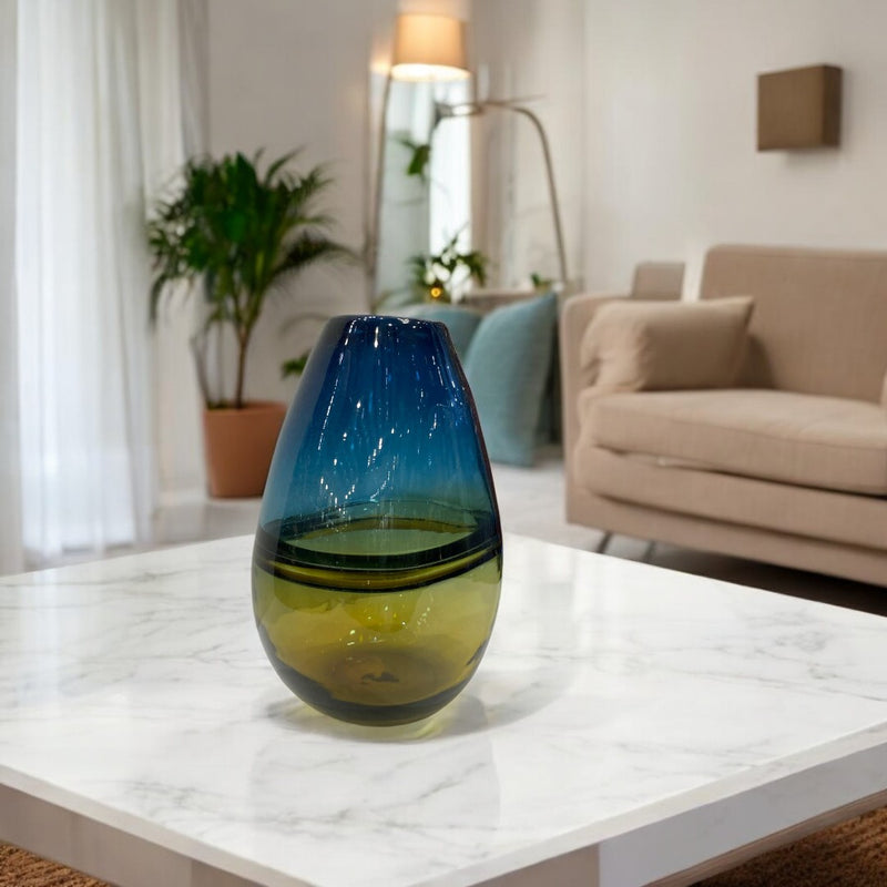 Heavy Blue Italian Glass Vase