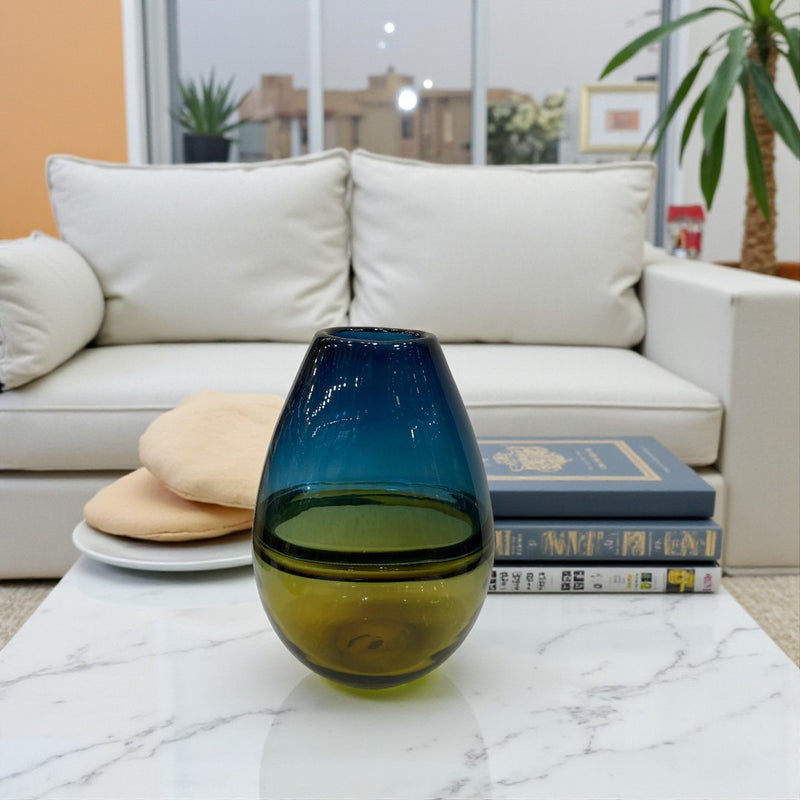 Heavy Blue Italian Glass Vase