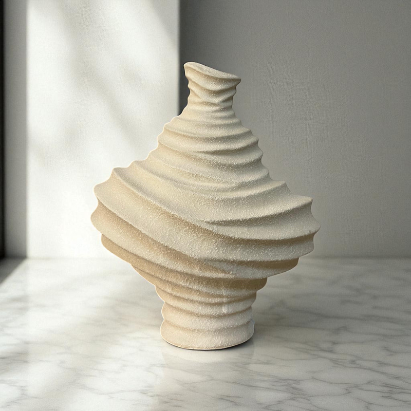 Rippled Textured Ceramic Vase