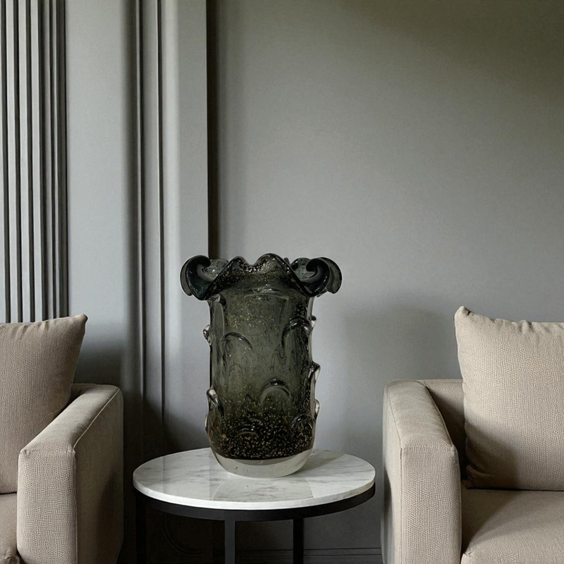 Smoky Gray Glass Vase Decor
