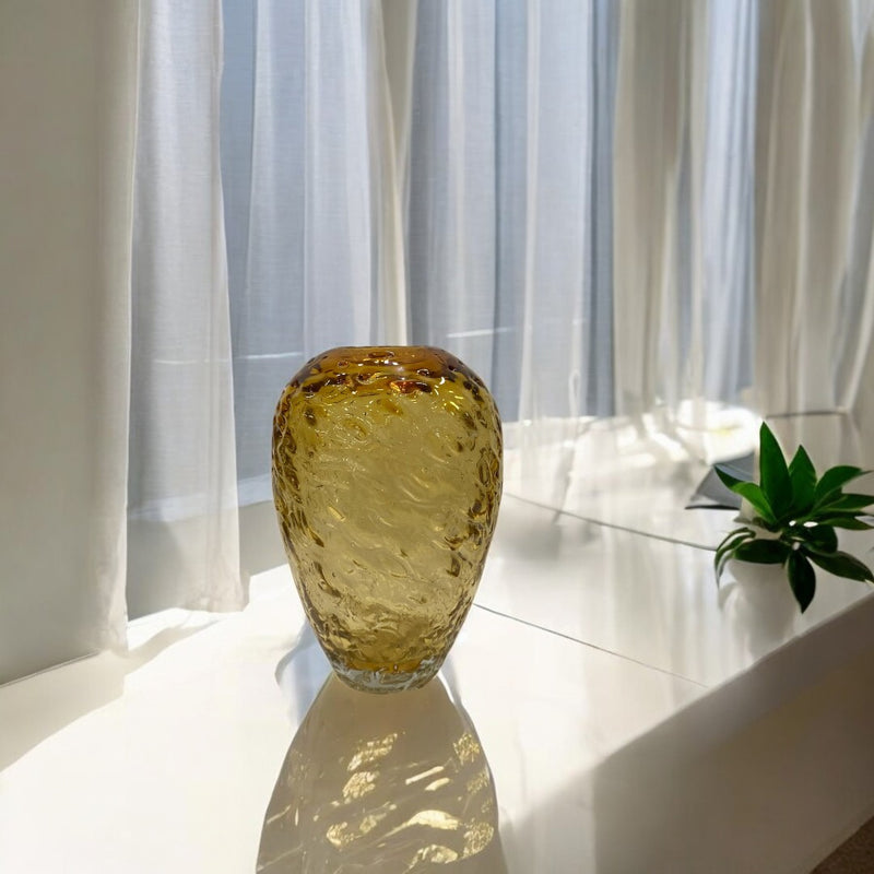 Heavy Orange Italian Glass Vase