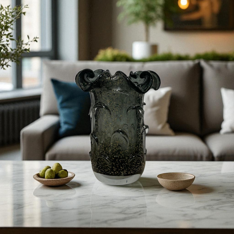 Smoky Gray Glass Vase Decor