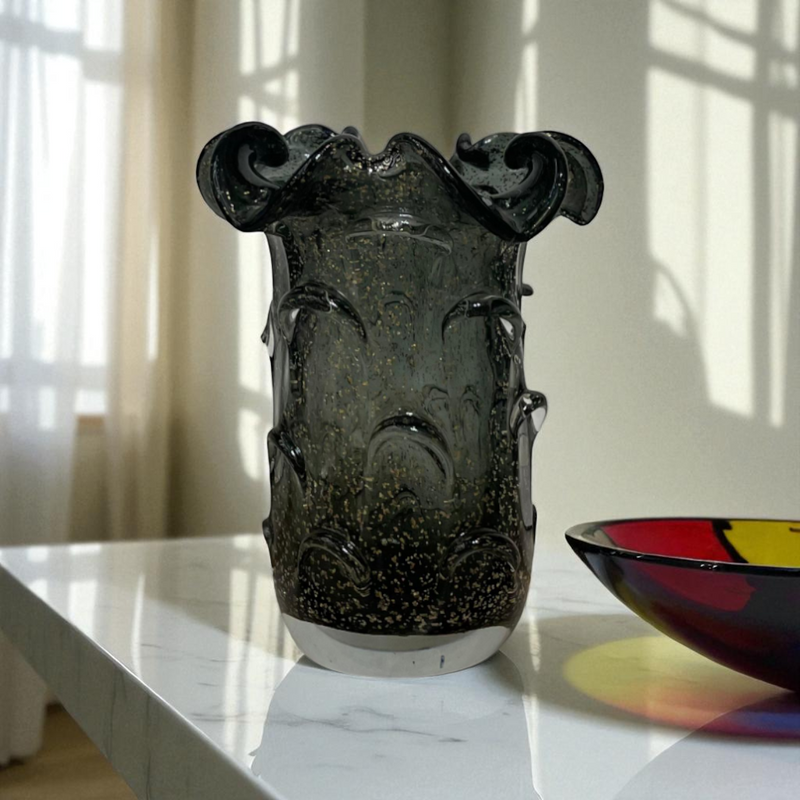 Smoky Gray Glass Vase Decor
