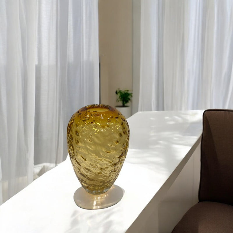 Heavy Orange Italian Glass Vase