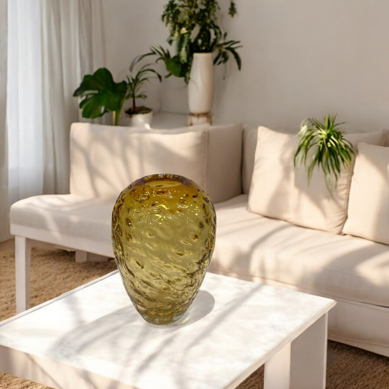 Heavy Orange Italian Glass Vase