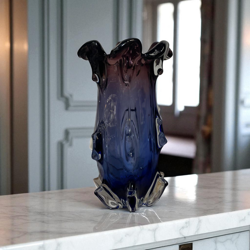 Amethyst Art Indigo Glass Vase