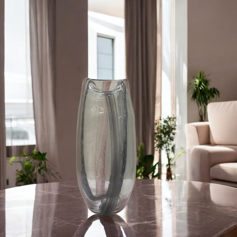 Heavy Grey-Pink Shadow Glass Vase