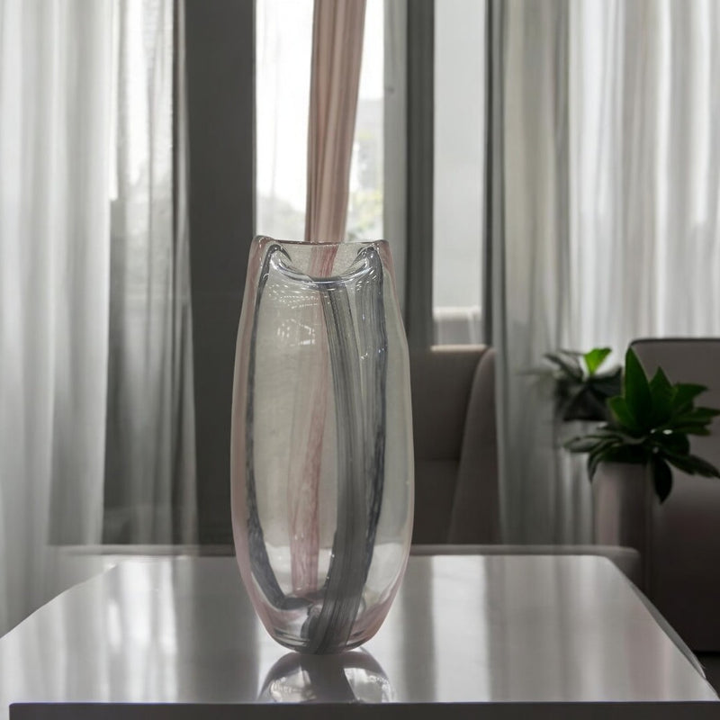Heavy Grey-Pink Shadow Glass Vase