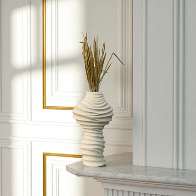 Rippled Textured Ceramic Vase