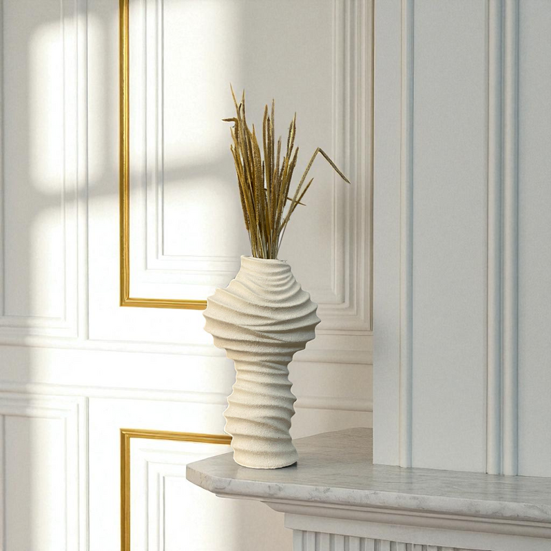 Rippled Textured Ceramic Vase