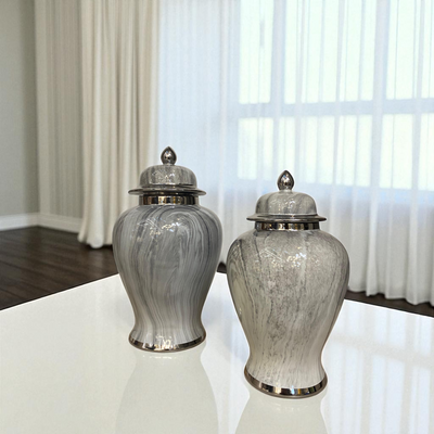 Silver Mist Marble Porcelain Jars