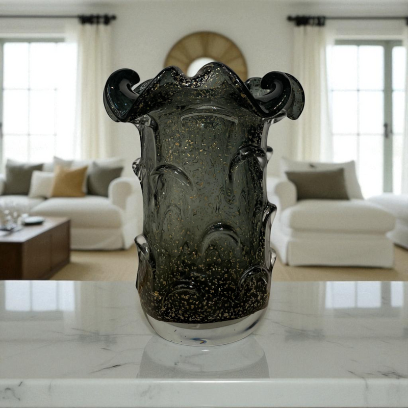 Smoky Gray Glass Vase Decor