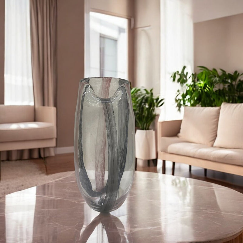 Heavy Grey-Pink Shadow Glass Vase