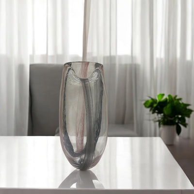 Heavy Grey-Pink Shadow Glass Vase