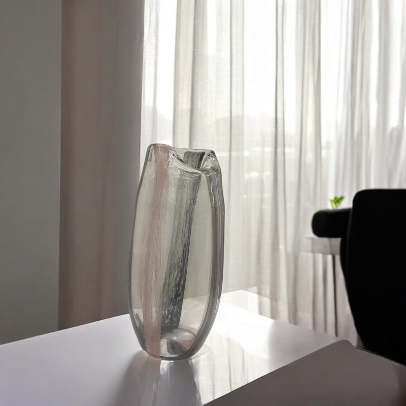 Heavy Grey-Pink Shadow Glass Vase