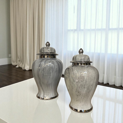 Silver Mist Marble Porcelain Jars