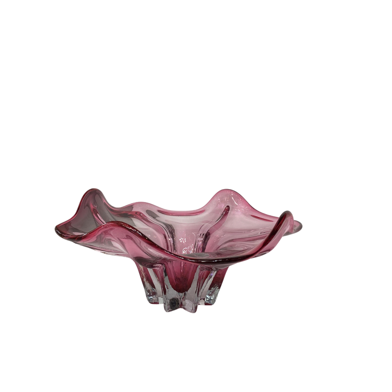 Ruby Murano-Style Art Glass Centerpiece Bowl