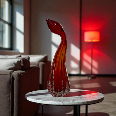 Scarlet Flame Glass Figurine Duo Set