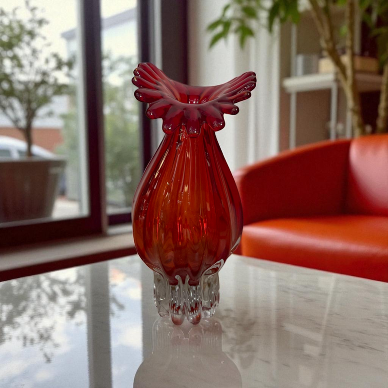 Scarlet Flame Glass Figurine Duo Set