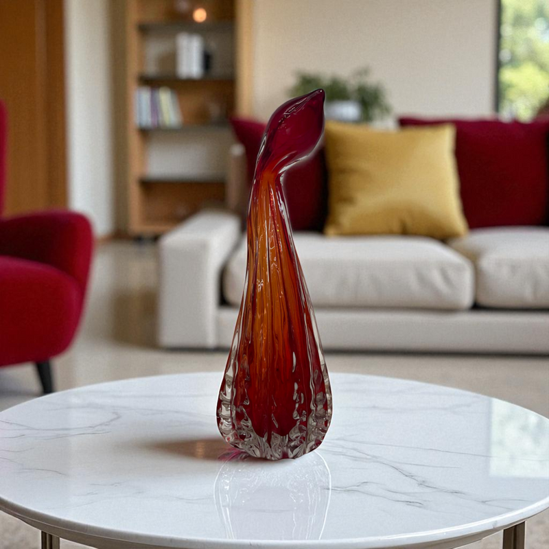 Scarlet Flame Glass Figurine Duo Set