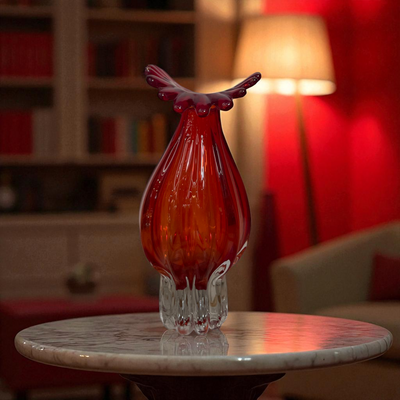 Scarlet Flame Glass Figurine Duo Set