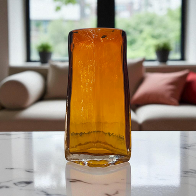 Amber Flame Modernist Glass Vase