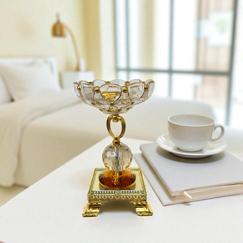 Three-Piece Gilded Crystal Pedestal Bowls