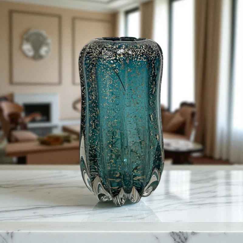 Ocean Mist Murano-Style Glass Vase