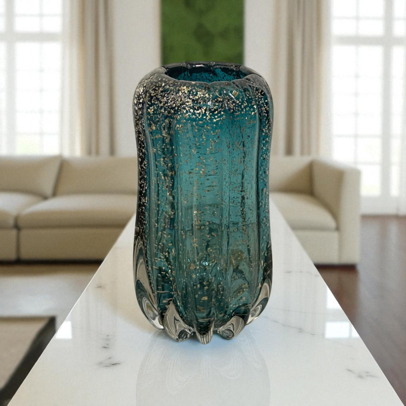 Ocean Mist Murano-Style Glass Vase