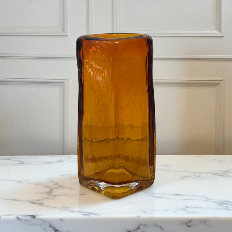Amber Flame Modernist Glass Vase