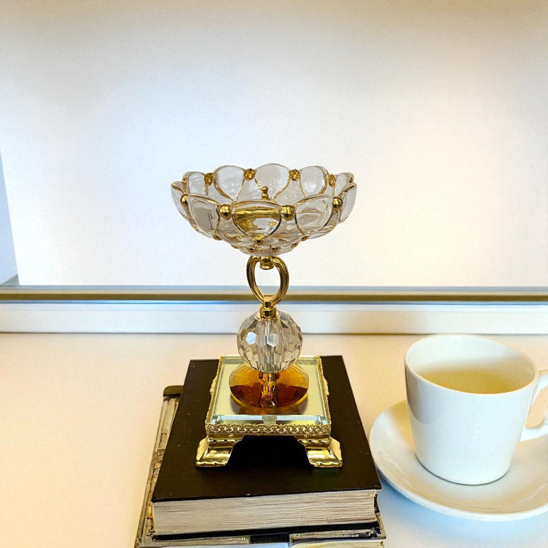Three-Piece Gilded Crystal Pedestal Bowls