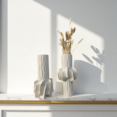 Sculpted Wave Ceramic Vase