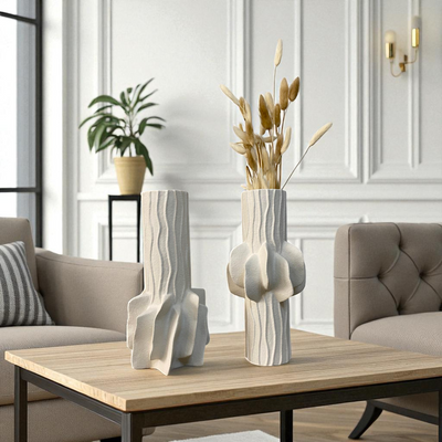 Sculpted Wave Ceramic Vase