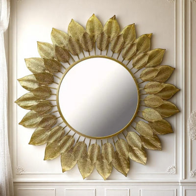 Brass Leaf Elegance Wall Mirror