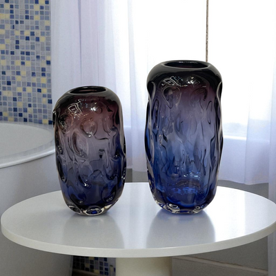 Twilight Horizon Art Glass Vase Pair