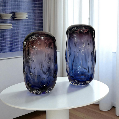 Twilight Horizon Art Glass Vase Pair