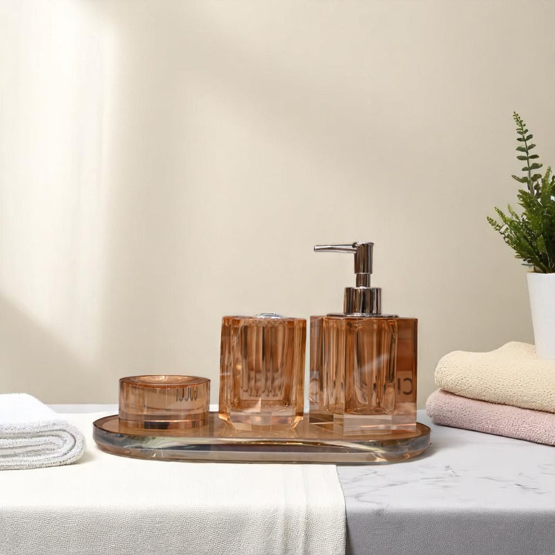 Golden Amber Crystal Luxury Bath Set