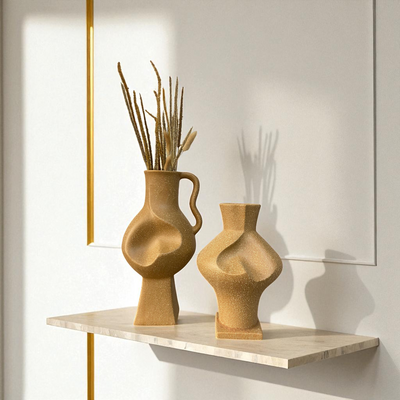 Matte Sand-Textured Abstract Ceramic Vase