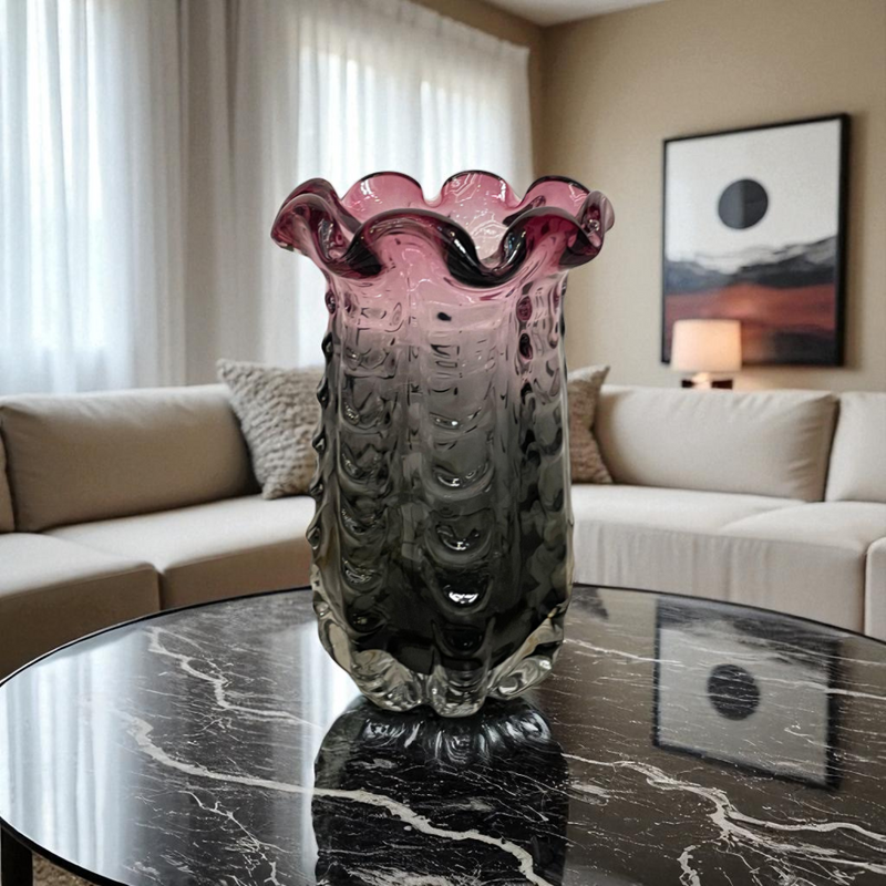 Ombre Art Thistle Glass Vase