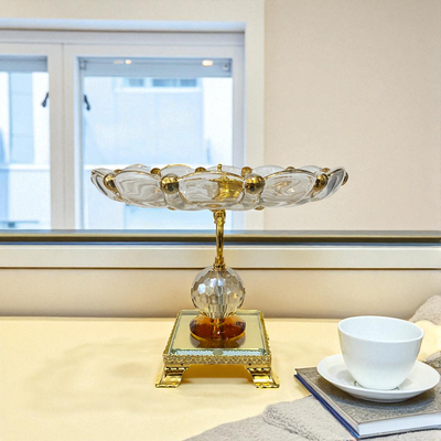 Three-Piece Gilded Crystal Pedestal Bowls
