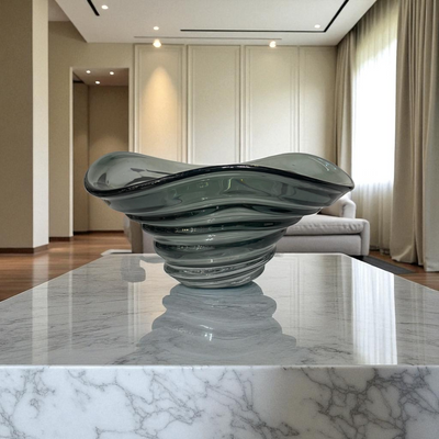 Modern Waveform Smoked Glass Italian Bowl