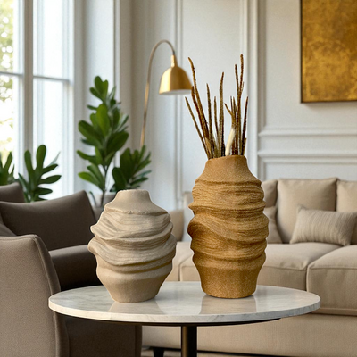 Wavy Textured Ceramic Vase