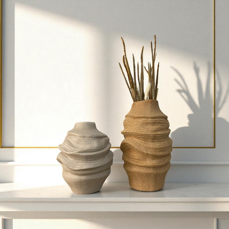 Wavy Textured Ceramic Vase