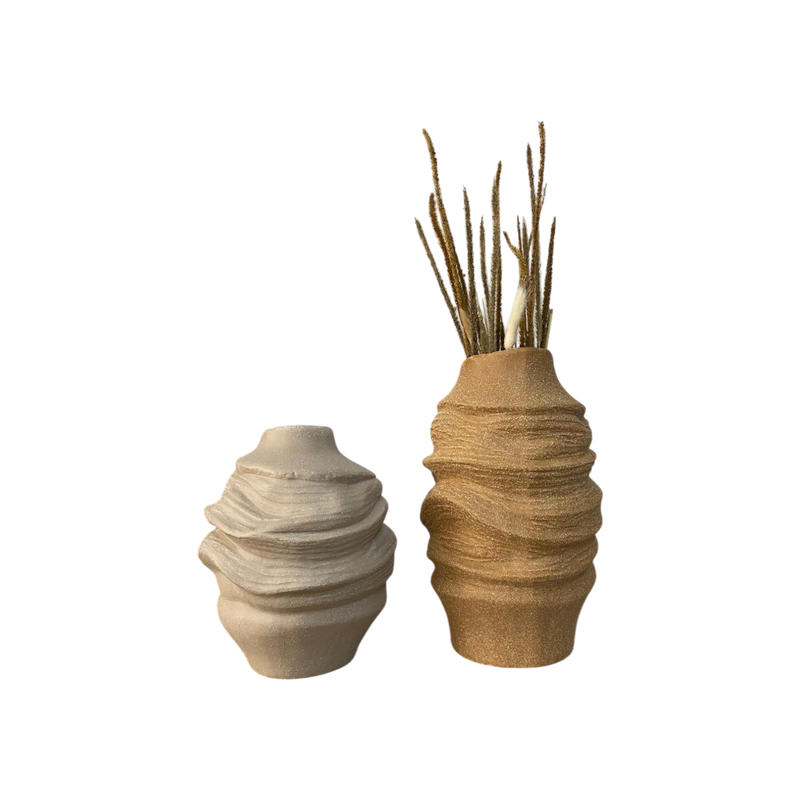Wavy Textured Ceramic Vase