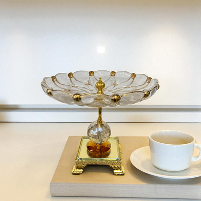 Three-Piece Gilded Crystal Pedestal Bowls
