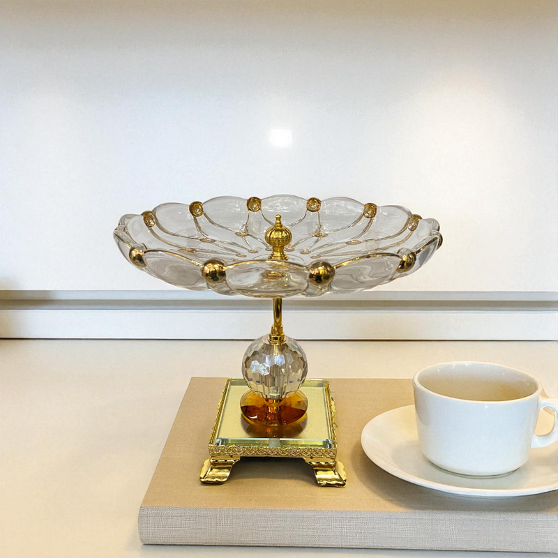 Three-Piece Gilded Crystal Pedestal Bowls