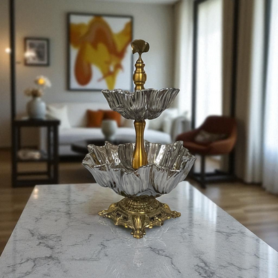 Antique Dual-Plater Crystal & Brass Centerpiece