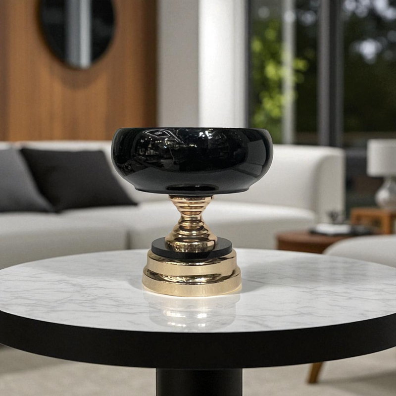 Ebony Elegance Pedestal Compote Bowls (Pair)